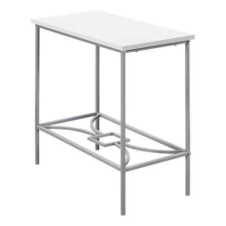 22 In. White & Silver Metal Accent Table
